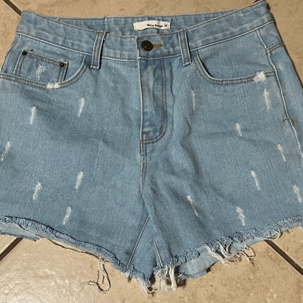 Light Wash Denim Distressed Women’s Shorts